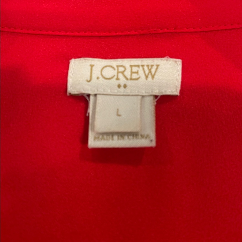 J.Crew Pleated Red Tuxedo Blouse Size L - Picture 7 of 8